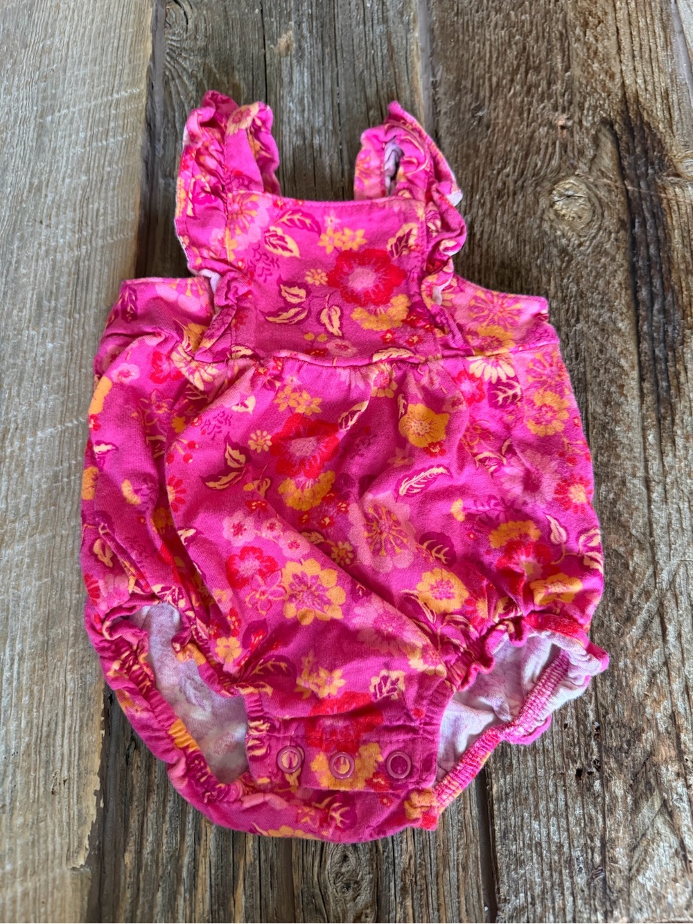 Carter's Bright Pink Floral Bubble Romper
